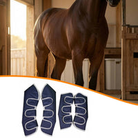 4 Pieces Fleece Lined Horse Transport Leg Guard Wraparound Padded Horse Leg Guard Skin Friendly Pet Gear Navy Blue for Travel