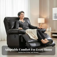 Full Recline Home Theater Seat Adjustable spine supportrest Pushrear Recliner stretchable Footrest Single Sofa Plush Cushioning for Seniors, Movie Lovers, Adults, Living Room, Office, Bedroom