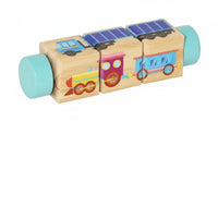 kids Block Puzzle Cognitive Rotating Puzzle Portable Wooden Shape-Matching Game for Little Ones