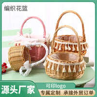 Handwoven Wicker Basket for Home Decor, Natural Rattan Storage Basket for Gardening, Wholesale