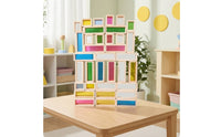 36 Pieces Wooden Blocks with Acrylic Transparent Rainbow Block Stackable Wooden Building Piece Set for Toddlers, Kids, Playroom