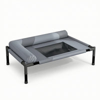 Cooling Raised Dog Bed with Padded Edge Portable Dog Cot with Padded Edge Washable Elevated Pet Bed for Backyard, Travel