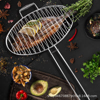 Stainless Steel Grilling Basket with Handle for Fish, Vegetables, Meat, and Burgers - BBQ Tool