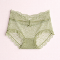 Underwear Women High Waisted Knickers with Lace Trim, Breathable Nylon Panties with Gusset Lining, Comfortable Flexible Fit for Everyday Wear
