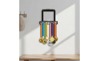 Wall Mount Medal Rack with Number Holder Easy to Install Endurance Run Bib and Medal Holder Sleek Design for Home Gym
