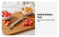 Stainless Steel Fruit Baller Multi-Functional Double-Ended Melon Baller Food Grade Double-Ended Fruit Baller for Chefs, Dessert Making, Garnishing
