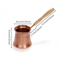 Turkish Coffee Pot Copper Coffee Pot with Wooden Handle Compact Briki for Home Baristas