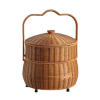 Picnic Basket with Lid Artisanal Wicker Basket with Handle Decorative