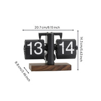 Flip Clock with Wooden Base Compact Classic Current Woodgrain Flip Clock High Readability for Office, Bookshelf