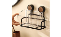 Washroom Suction Organizer Drill Installation Wall Mounted Storage Box Removable Suction Washroom Organizer for Renters, Students, Kitchen
