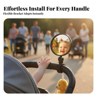 Adjustable Cycle Handlebar Mirror Rear Visibility Handlebar Mirror Black Vehicle Accessory 8 Cm for Electric Bike, Baby Stroller
