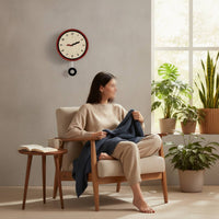 Wall Clock with Pendulum Decorative Pendulum Wall Clock Round Retro-Inspired for Homeowners, Living Room, Entryway