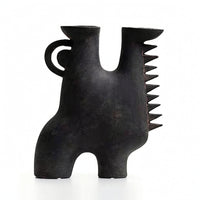 Resin Vase with Ribbed Details Matte Flower Holder Contemporary for Office Desk
