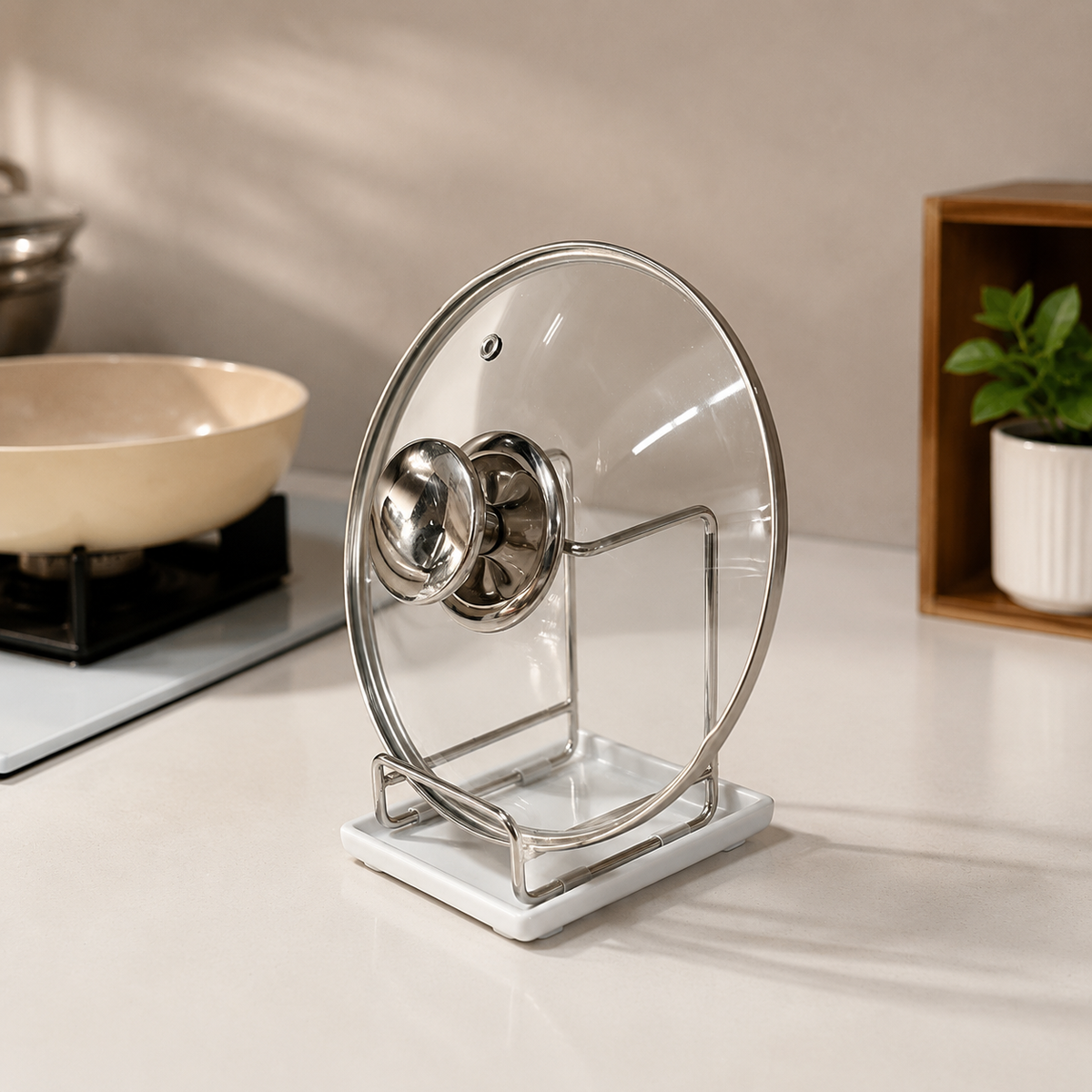 Pan Lid Holder, Chopping Board Holder, 304 Stainless Steel Pan Organiser, Countertop Saucepans Lid Storage for Home Cooks
