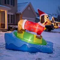 Outdoor Christmas Inflatable Dachshund Festive Inflatable Dog with Surfboard Quick Inflating Inflate Dachshund Easy to Use for Homeowners