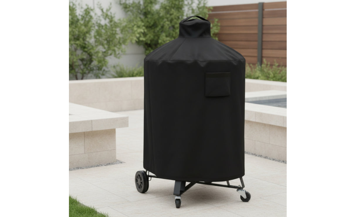 Waterproof Grill Cover with Storage Pouch Weatherproof Round Grill Cover Heavy Duty Weather-Resistant for Backyard Cooks, Patio