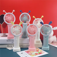 Portable Mini USB Desk Fan with Phone Holder and LED Light for Office and Students