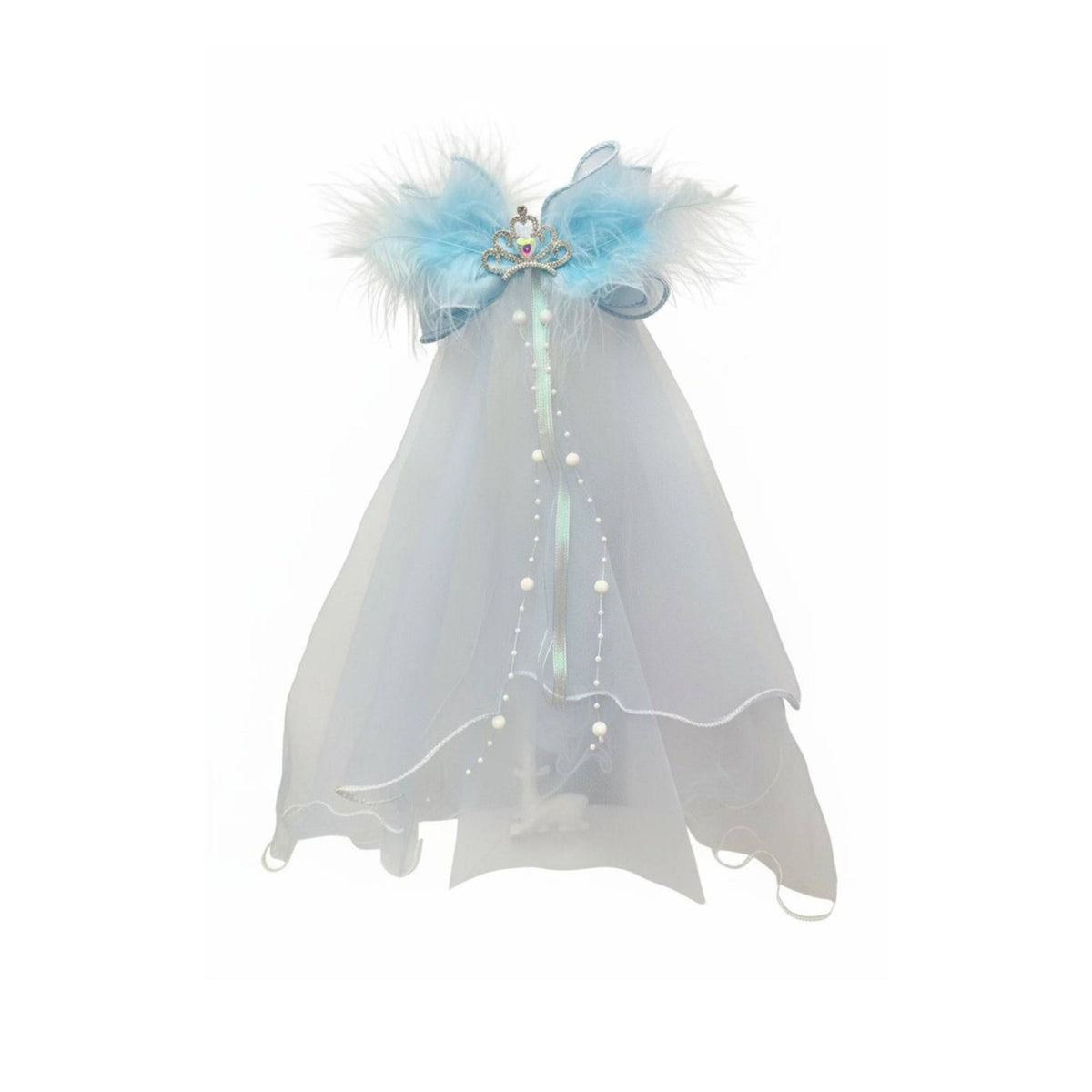 Princess Ribbon Hair Fastener Fairy Look Tulle Ribbon Hair Fastener Crown Feather Barrette Elegant Design Headdress Perfect Gift