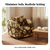 Wooden Frame Miniature Sofa Realistic Design 1:12 Scale Single Sofa With Pillow for Adults, Model Display, Playhouse, Living Room Decoration