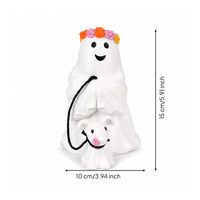 Resin Ghost Animal Leash Ornament Smiling Face Ghost Flower Crown Figurine Smooth Molded Seasonal Decoration Festive