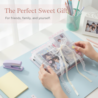 INS Pink Lace Ribbon M5 Loose-Leaf Planner PVC Cover with Elastic Band Diary Card Holder