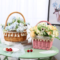 Handwoven Wicker Basket for Home Decor, Natural Rattan Storage Basket for Gardening, Wholesale