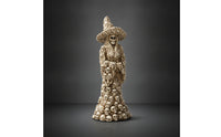 Halloween Skull Witch Figurine Gothic Witch Statue with Skull Fantasy-Themed Desk Ornament Mysterious for Entryway