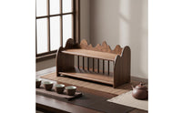 Black Walnut Tea Display Stand Solid Wood Wooden Tea Set Organizer Space Saving Wooden Teacup Rack for Living Room, Kitchen, Office