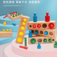 Montessori Wooden Cylinder Socket Blocks for Early Education Sensory Training