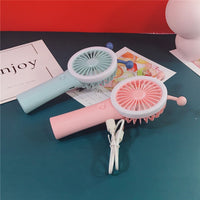 Portable Mini USB Desk Fan with Phone Holder and LED Light for Office and Students