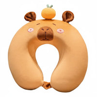 Capybara Neck Pillow Portable and Lightweight U-Shaped Travel Pillow Ergonomic Design Memory Foam Headrest for Students