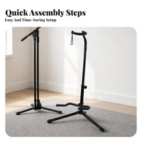 Metal Frame Foldable Guitar Stand Padded Contact Area Points Folding Guitar Stand Compact Storage Instrument Holder