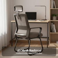 Ergonomic Design Sled Base Mesh Back Chair High Load Capacity Mesh Back Sled Chair Lightweight Office Furniture Anti-Tip and Non-Slip Feet for Students, Professionals, Guests, Dormitory, Home Study, Conference Room, Reception Area