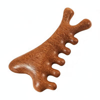 Ergonomic Design Sandalwood Meridian Comb Smoothly Polished Sandalwood Gua Sha Comb Anti-Static 4-in-1 Body Scraping Tool Travel Size for Home Spa