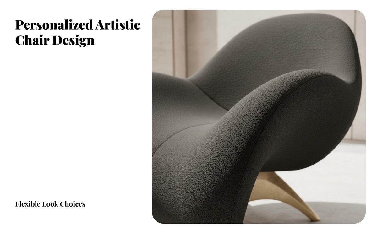 Italian design CrescentShaped Armchair Designer Piece Deep Seat Armchair distinctive Shape Accent Chair Artistic for Interior Designers, Apartment Dwellers, Hotel Lobby, Living Room, Reception Area, Bedroom