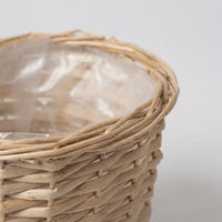 Iron Wicker Basket for Garden Decor and Indoor Plant Pot, Tapered Storage Container with Handle for Outdoor Use, Handmade Rattan Willow, 1 Pack