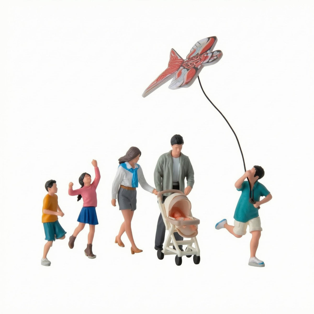 Spring Scene Model Detailed Craftsmanship Kite Flying Model Hand Painted Resin Miniature Scene for Photography