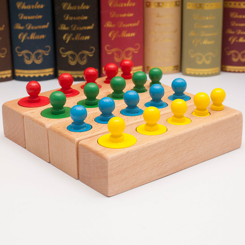 Montessori Wooden Cylinder Socket Blocks for Early Education Sensory Training
