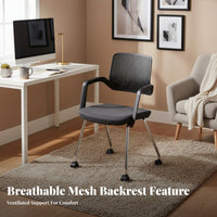 Breathable Backrest Wheeled Armchair with Perforated Back Effortless-rollingRolling Casters Wheeled Task Chair Ergonomic Design Office Furniture Padded Seat for Employees, Conference Attendees, Home Workers, Training Room, Workplace