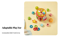 Early Learning Elastic Band Sensory Bin Music and Lights Infant Toy Develops Fine Movement Skills Musical Drum Multi-Functional Design for Babies, Toddlers, Parents, Playroom, Nursery, Daycare, Living Room