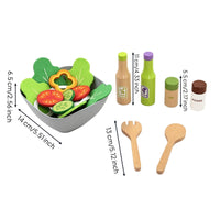 Wooden Salad Set Child-Centered-Influenced Salad Playset Realistic Pretend Play Pretend Play Set with Bowl for Playroom
