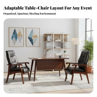 glossy finished Finish Conference Table with Chairs long-lasting Construction Long Rostrum Desk with Chairs Formal Design Meeting Room Set Stain-Resistant Top for Committee Members, Business staffs, Professionals, Boardroom, Seminar Hall
