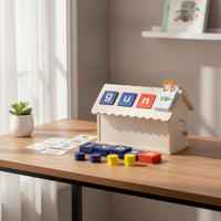 Wooden House Toy with Tiles Fine Motor Shape Sorter House Color Matching