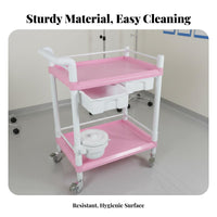 Medical Treatment Cart Non Instrument Trolley Sturdy Construction 3-Tier Rolling Trolley for Nurses, Hospital, Mouth Care Facility, Research Facility