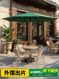 Outdoor Umbrella with Adjustable Tilt Head, Courtyard Center Pole Umbrella