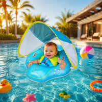 Baby Swim Buoyant Device with Canopy Foldable Young Child Swim Loop Long-Lasting