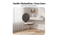 Nordic design Shell rear Chair Modern Minimalist Vanity Stool Scalloped rearrest Seating Furniture Soft Upholstery for Homeowners, Salon Owners, Home Decorators, Makeup Room, Bedroom, Reception Area