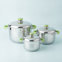 3 Pieces Stock Pot with Lid Even Heating Stainless Steel Pot Mirror Polished Cookware for Home Cooks
