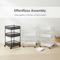 Rolling Under-Desk Storage Cart with Wheels for Books and Bags