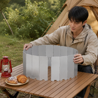 Camping Wind Screen, Foldable, Windproof, 8-Piece, Aluminum Alloy, with Storage Bag, Outdoor, Hiking, Solo Camping